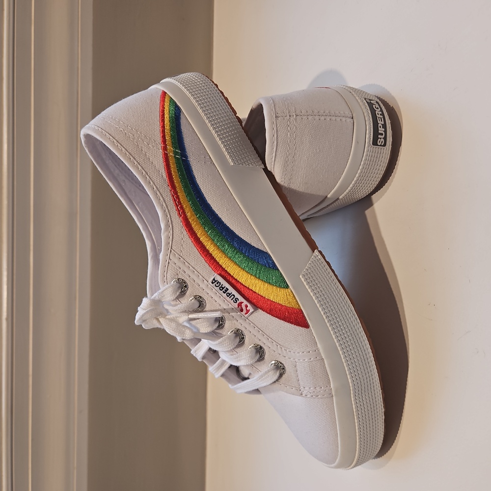 SUPERGA Fantasia Collection Rainbow Embroidered Casual Sneakers, Size 8.5